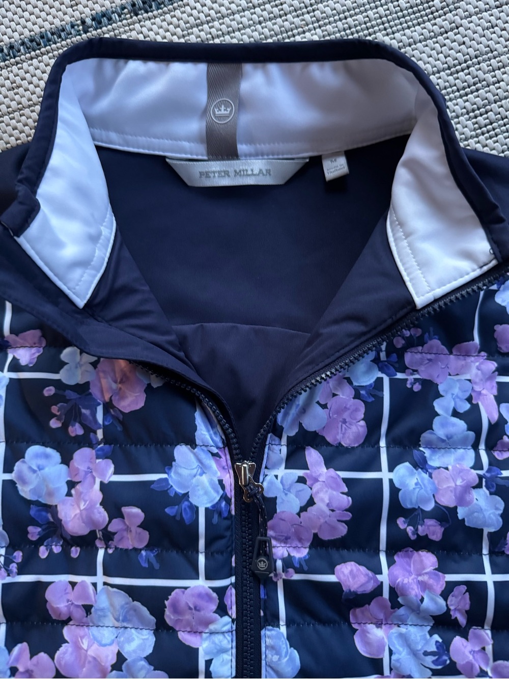 Peter Millar Jacket Womens Small Navy White Merge Elite Floral Golf Full Zip Med